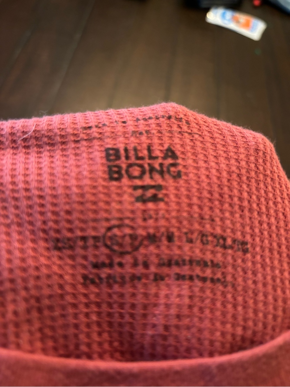 Billabong Rust Long Sleeve Graphic Waffle Crop Top - Picture 9 of 9
